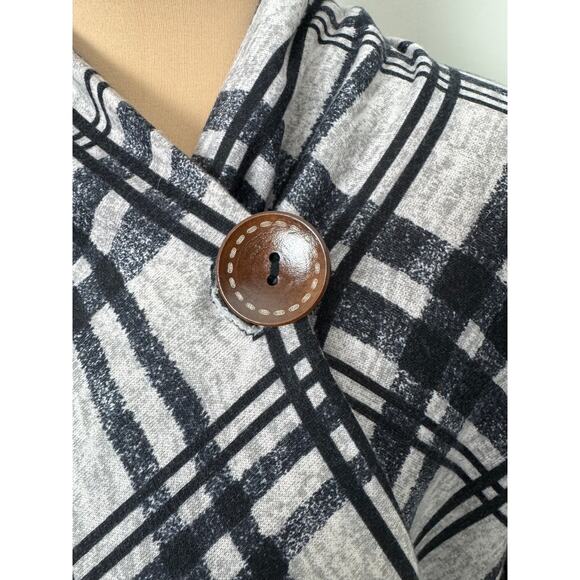 Bobeau Open Front Plaid Cardigan Wrap Sweater Small - Picture 2 of 4